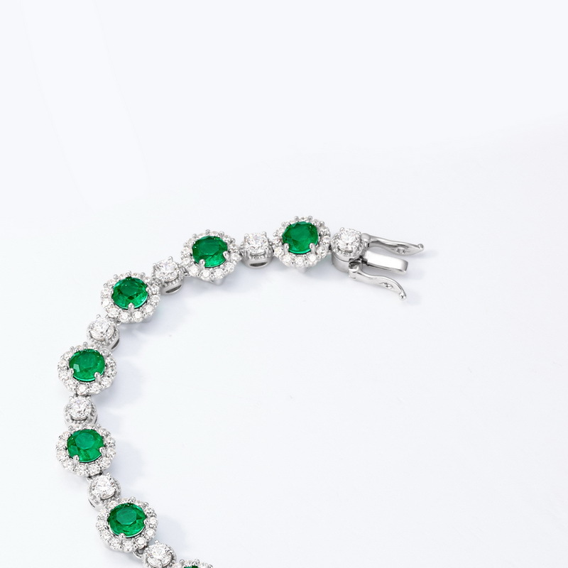 Emerald Diamond Bracelet – S925 Silver Lab Emerald Jewelry