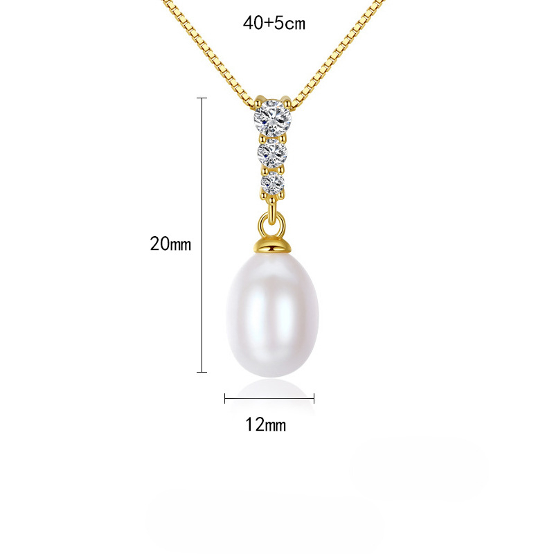 S925 Sterling Silver Freshwater Pearl Pendant Necklace for Women