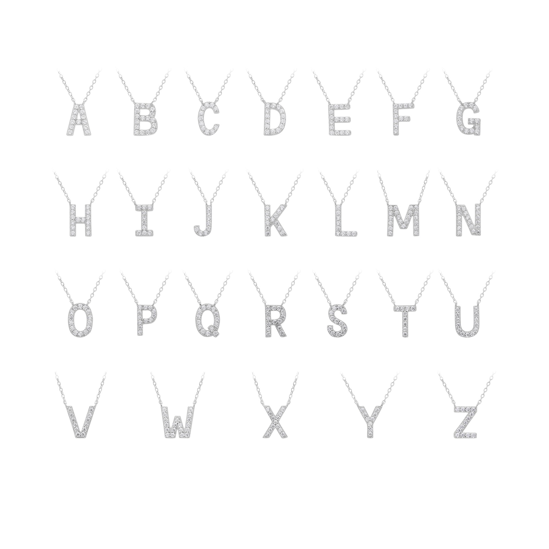 Initial Necklace – S925 Sterling Silver Dainty Pave Alphabet Pendant Necklace
