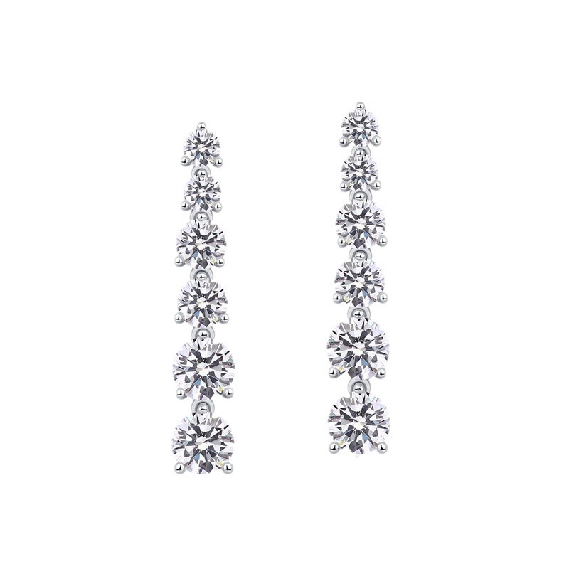 Moissanite Tassel Drop Earrings – Full Pavé S925 Silver Luxury Style