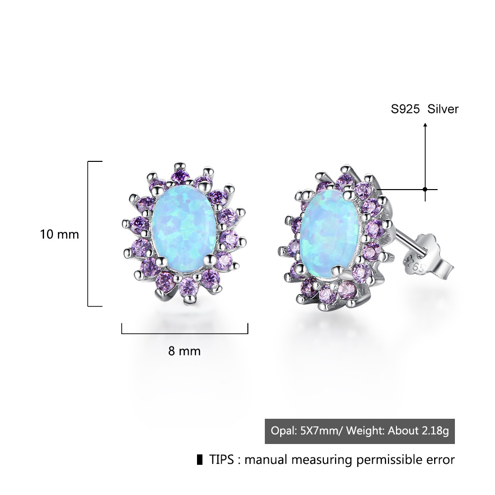 Opal Silver Earrings – Elegant S925 Silver Stud Earrings for Women