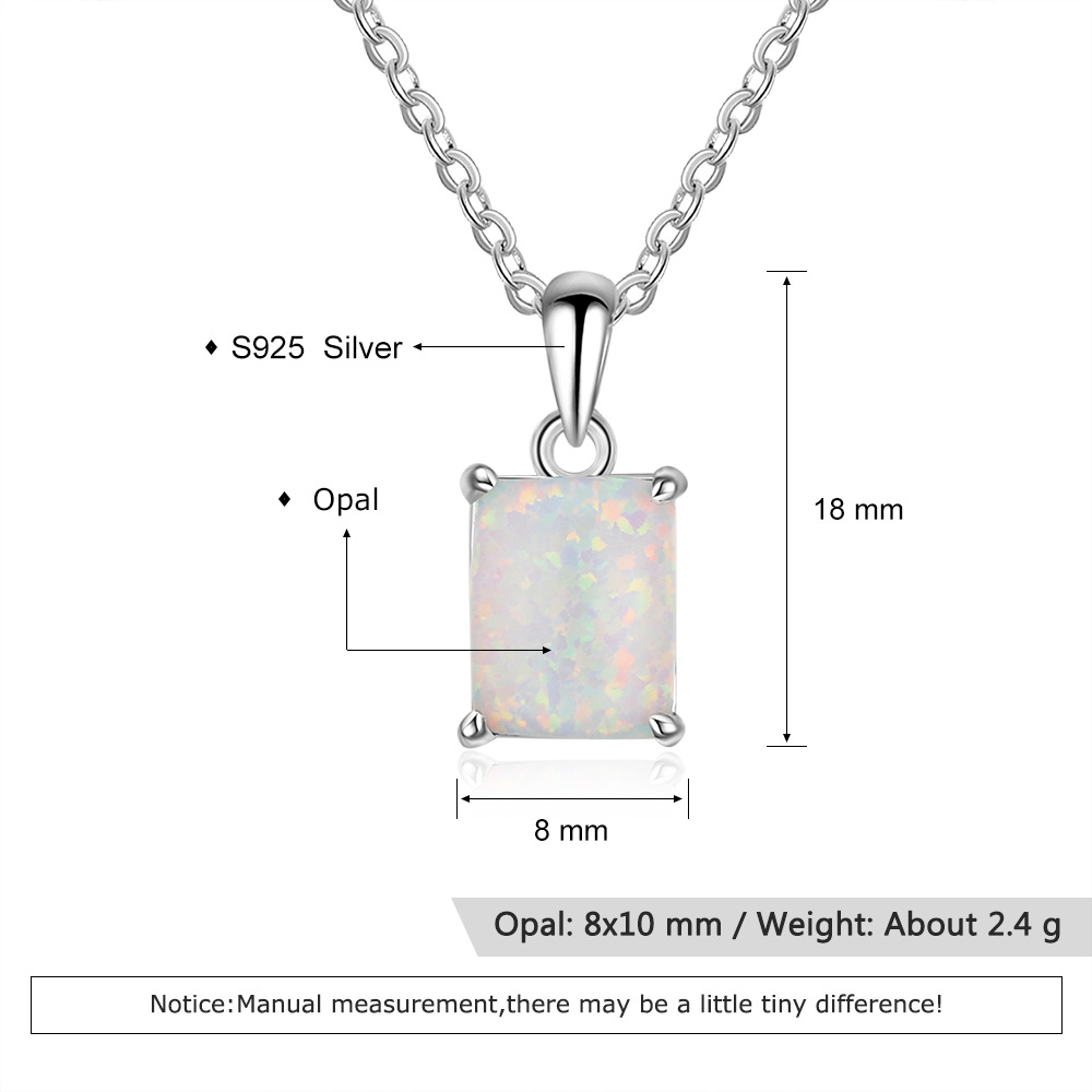 Opal Silver Necklace – Elegant S925 Silver Pendant for Women