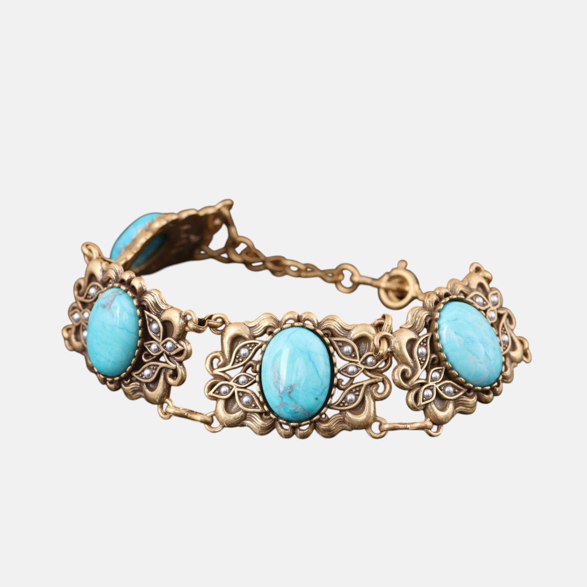 Turquoise Bracelet – Vintage-Inspired Hollow Filigree Luxury Design