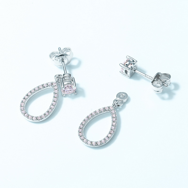Summer New S925 Silver Pear-Shaped Moissanite Drop Earrings