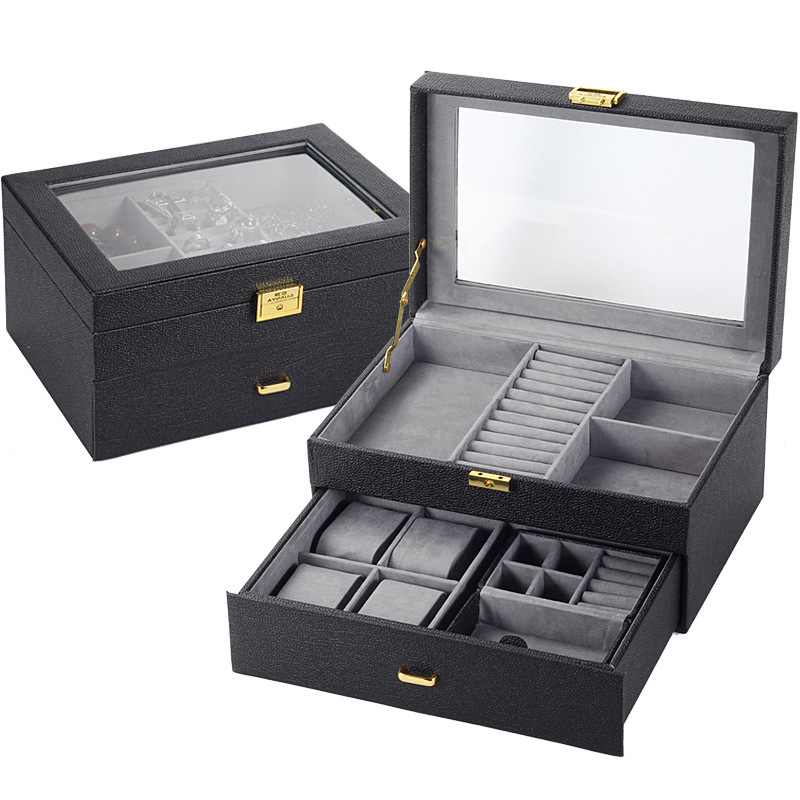 Mens Jewelry Box – Watch & Jewelry Storage Organizer Box for Men