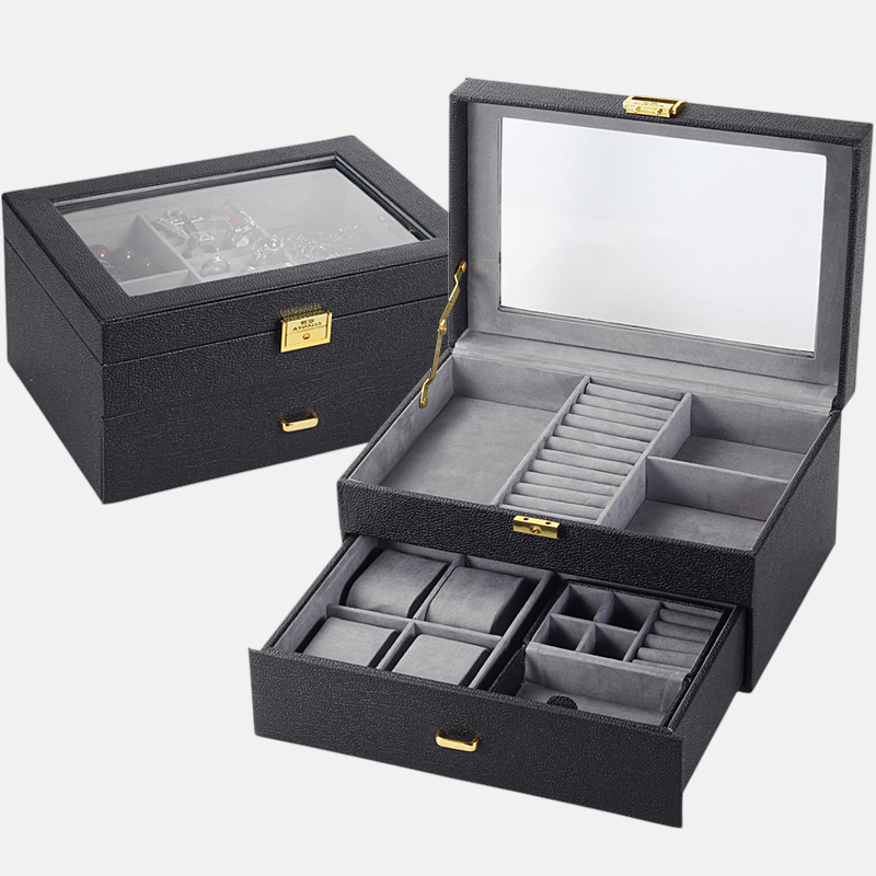 Mens Jewelry Box – Watch & Jewelry Storage Organizer Box for Men