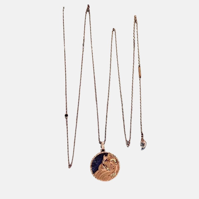 Zodiac Necklace – Long Relief Semi-Precious Stone Pendant Necklace