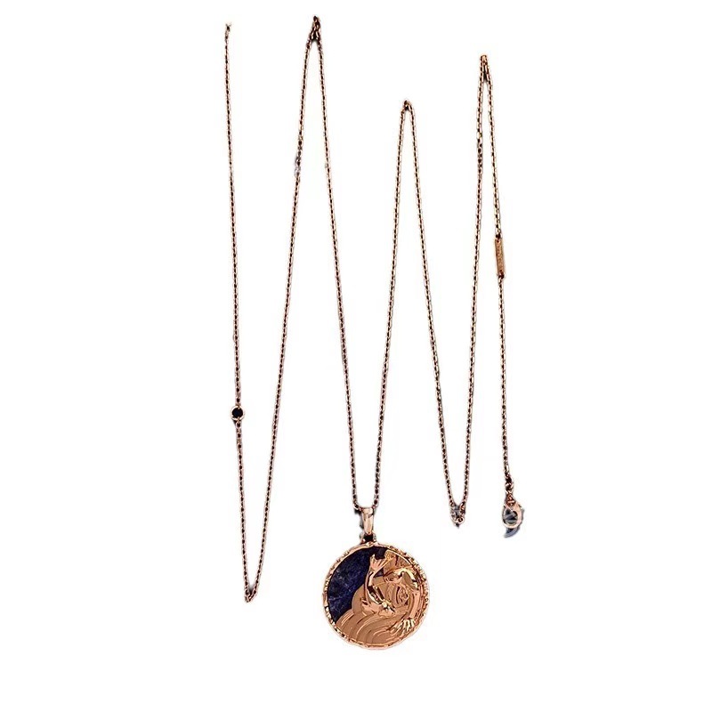 Zodiac Necklace – Long Relief Semi-Precious Stone Pendant Necklace