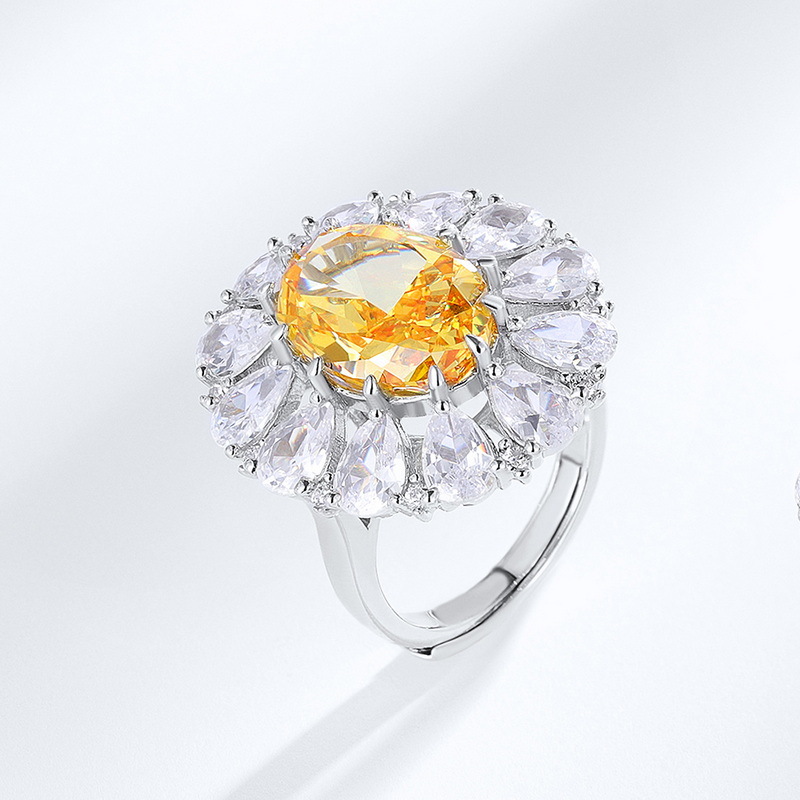 S925 Sterling Silver Oval Aquamarine Ring | Luxury High Carbon Diamond Ice-Cut Ring