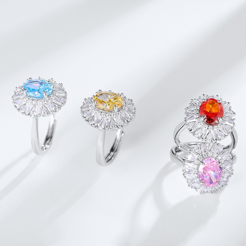 S925 Sterling Silver 4ct Oval High Carbon Diamond Ring | 7×9mm Stylish Statement Ring