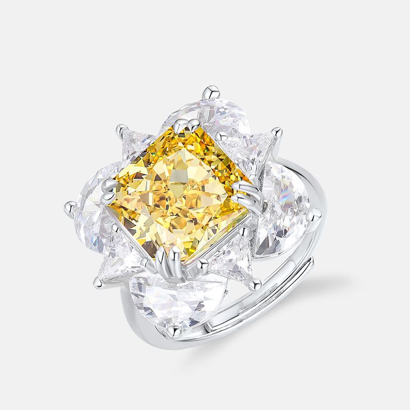 Aquamarine Ring Silver – 10mm Adjustable S925 Statement Birthstone Ring