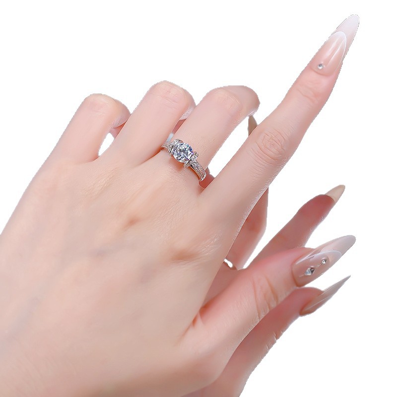 Moissanite Ring - Square Setting Round Cut in S925 Silver