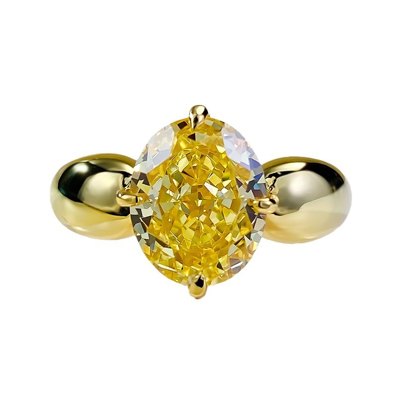 Yellow Sapphire Ring - Ice-Cut Design in S925 Sterling Silver