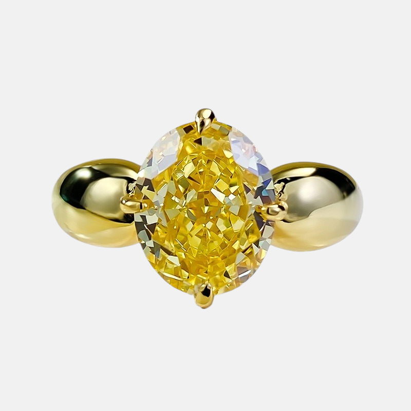 Yellow Sapphire Ring - Ice-Cut Design in S925 Sterling Silver