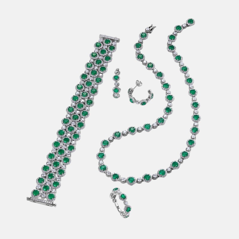 Green Gemstone Tennis Bracelet – Full Pave Lab-Created Gems in 925 Sterling Silver