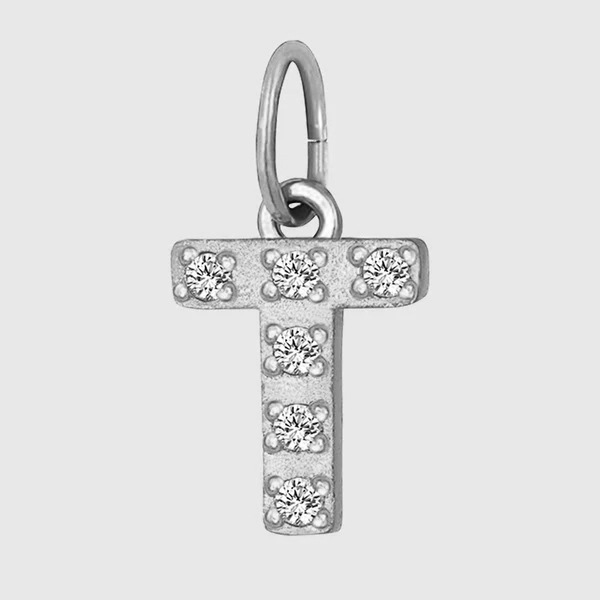 Initial Charm – Pave Full CZ Double Circle Alphabet Pendant for DIY Jewelry