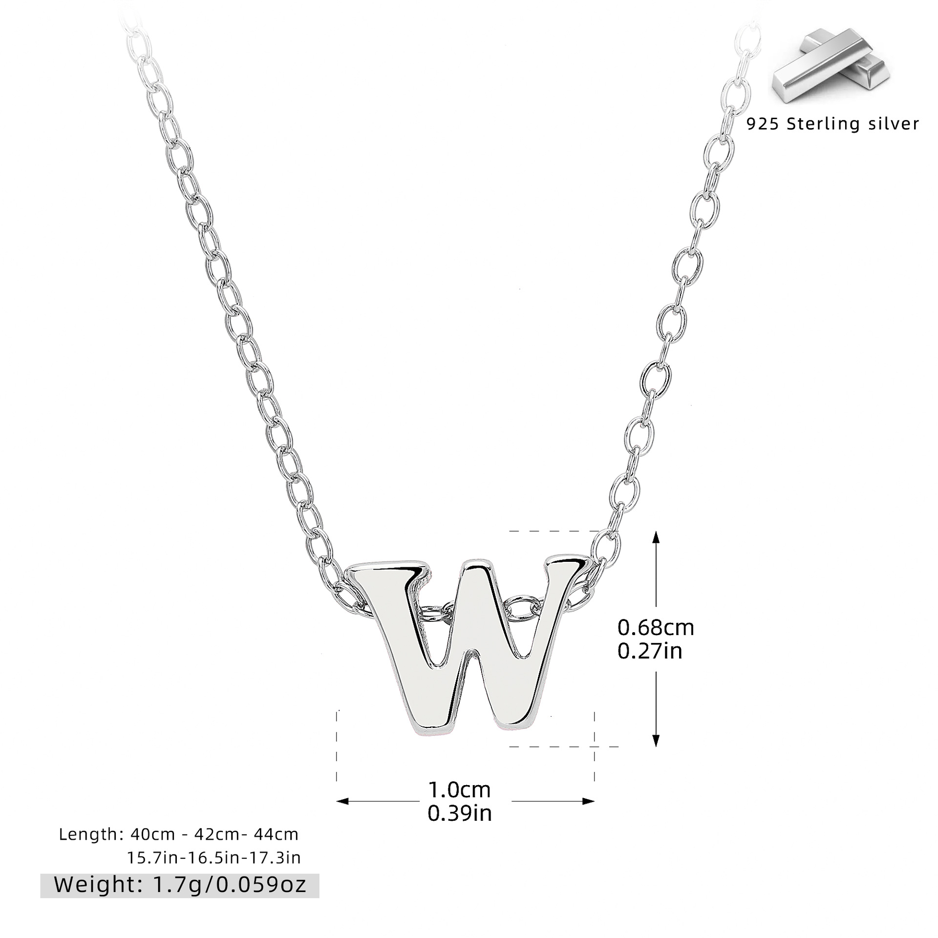 Initial Necklace – S925 Sterling Silver A–Z Alphabet Pendant Clavicle Chain