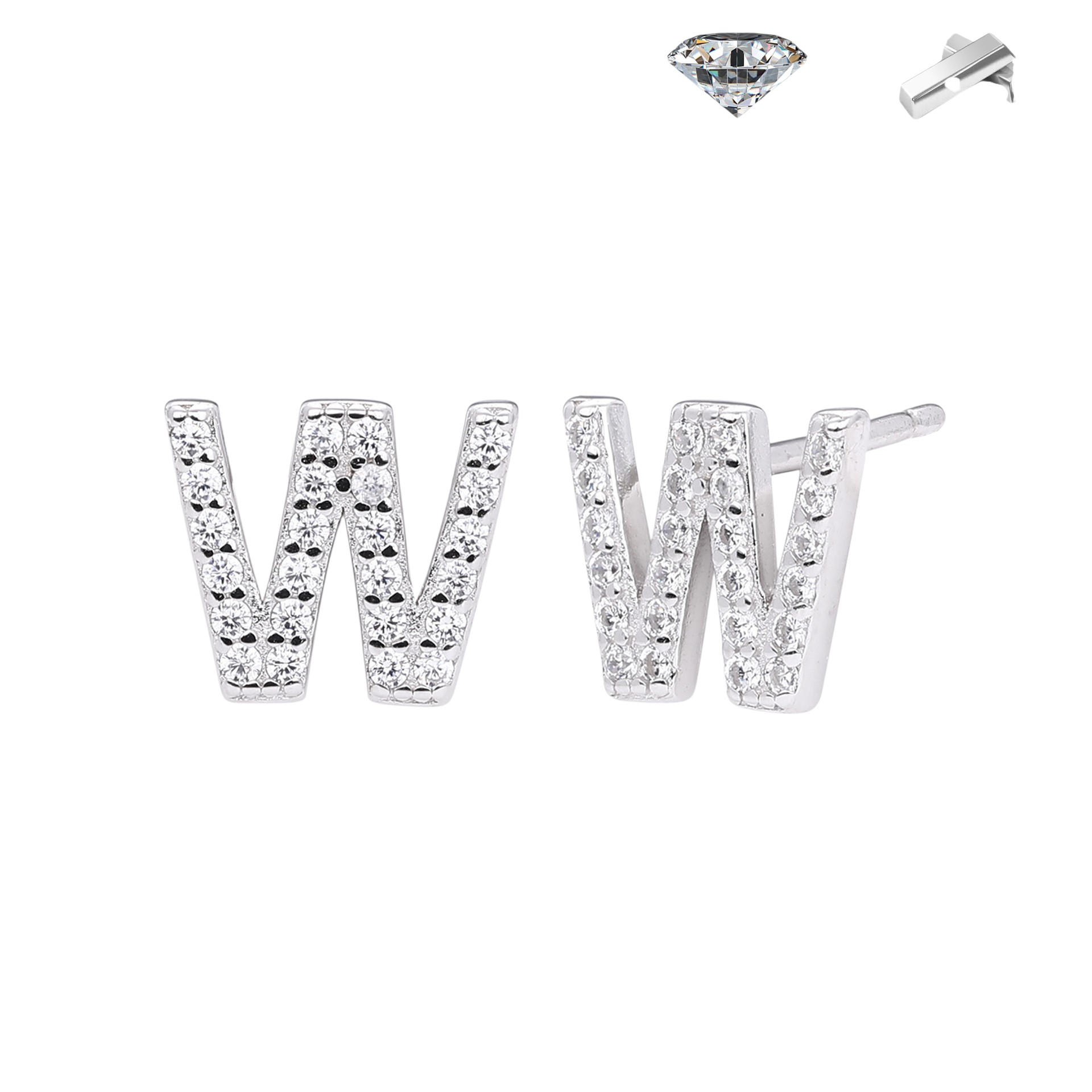 Letter Earrings – S925 Sterling Silver Alphabet Stud Earrings 