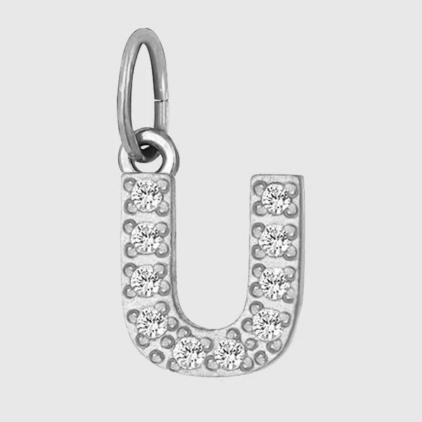Initial Charm – Pave Full CZ Double Circle Alphabet Pendant for DIY Jewelry