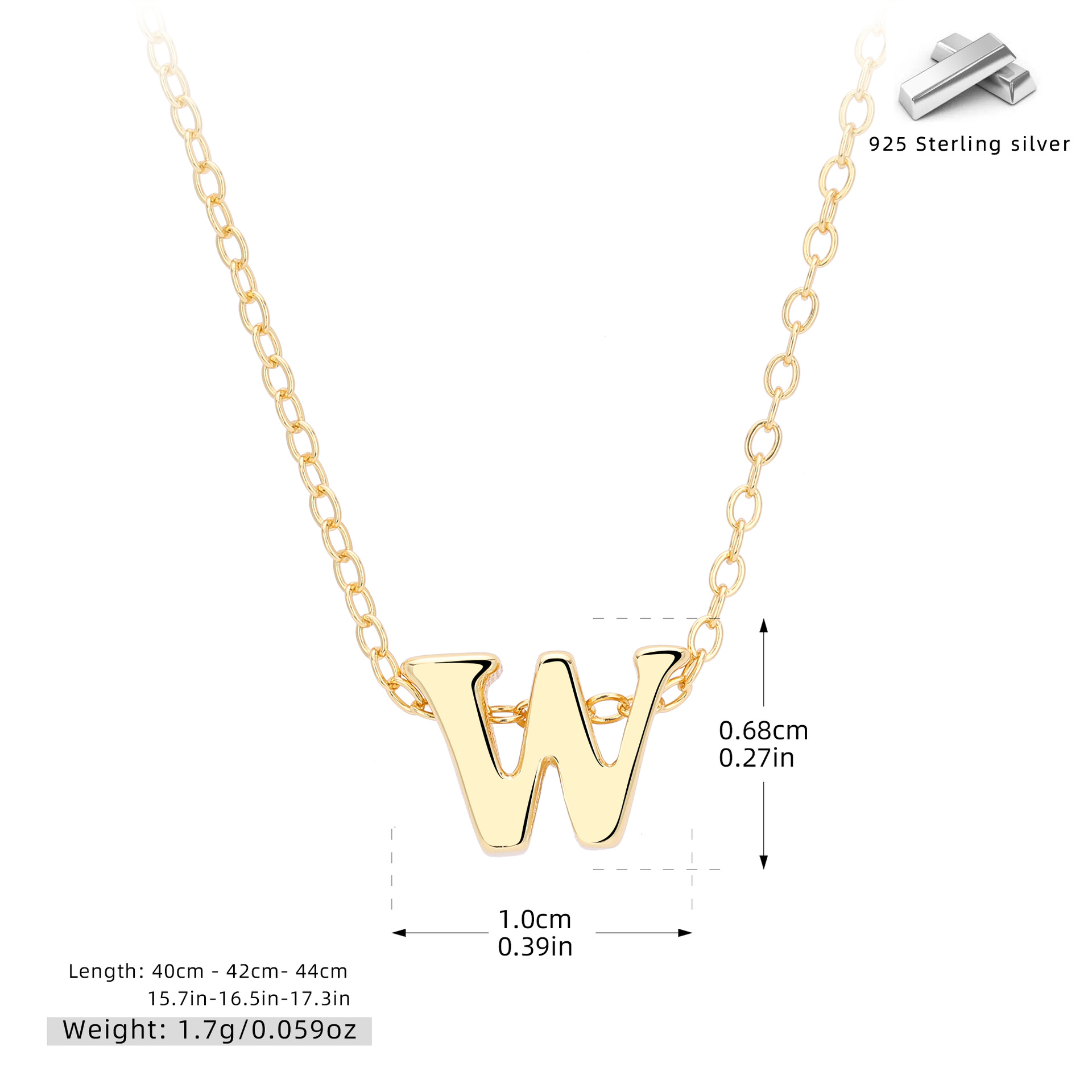 Initial Necklace – S925 Sterling Silver A–Z Alphabet Pendant Clavicle Chain