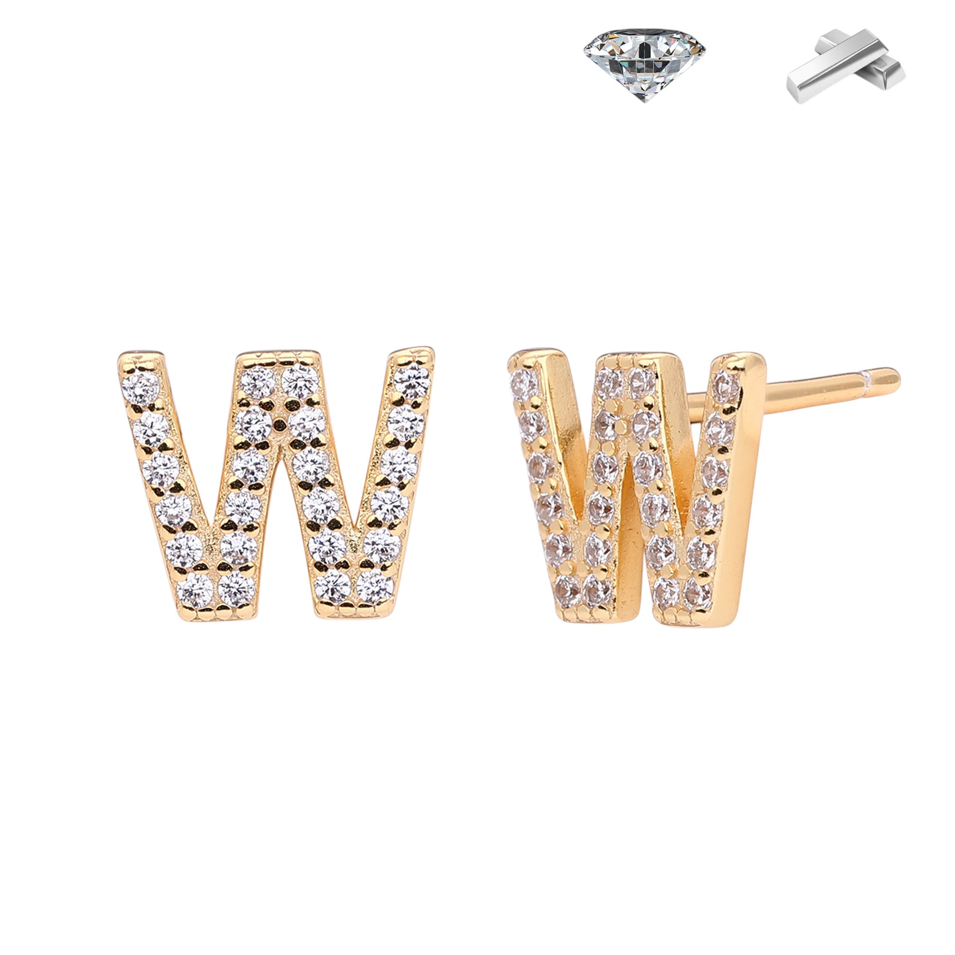 Letter Earrings – S925 Sterling Silver Alphabet Stud Earrings 