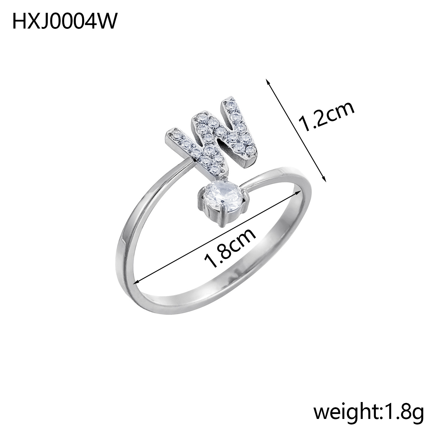 Initial Ring – Diamond-Studded Alphabet Open Ring for Women | Customizable