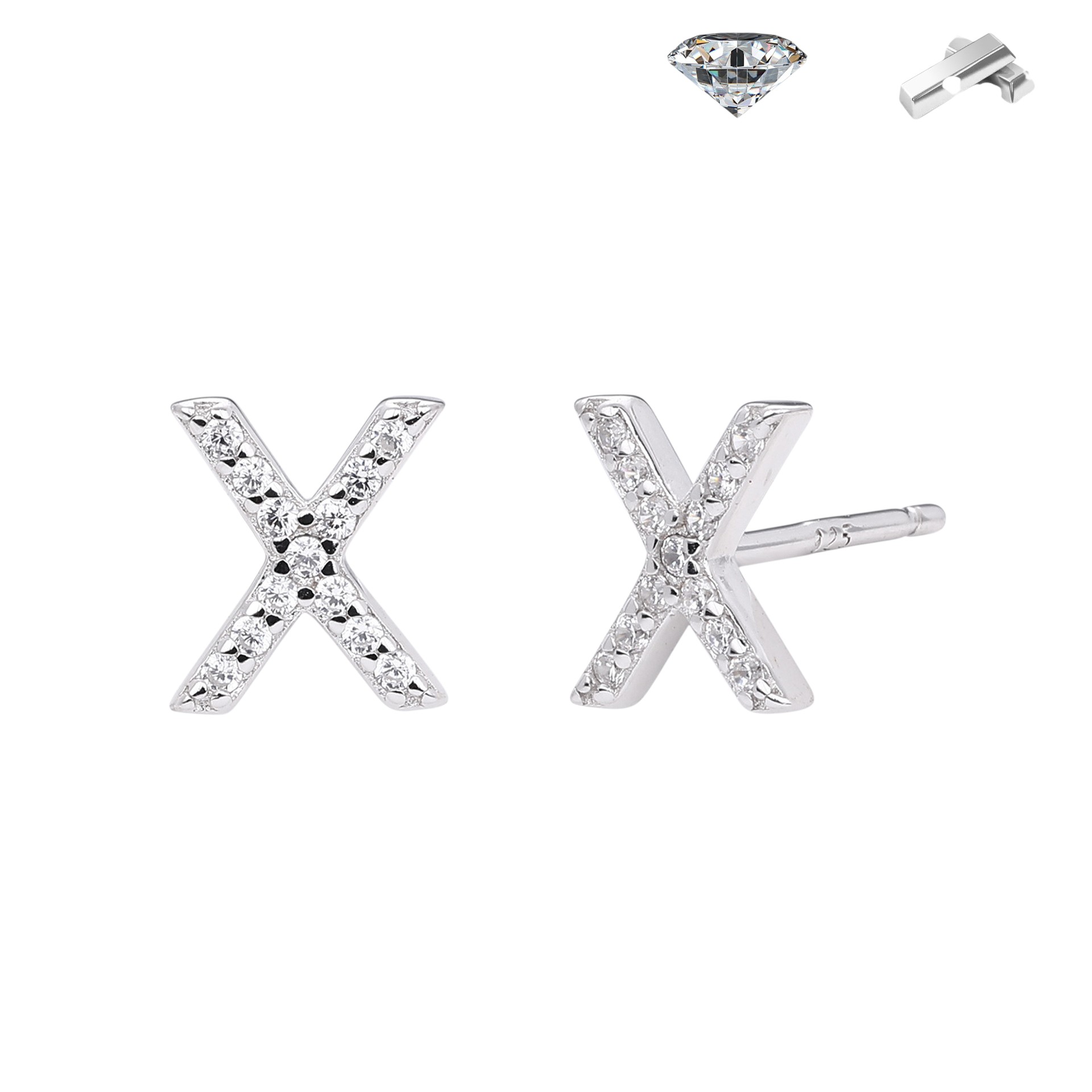 Letter Earrings – S925 Sterling Silver Alphabet Stud Earrings 