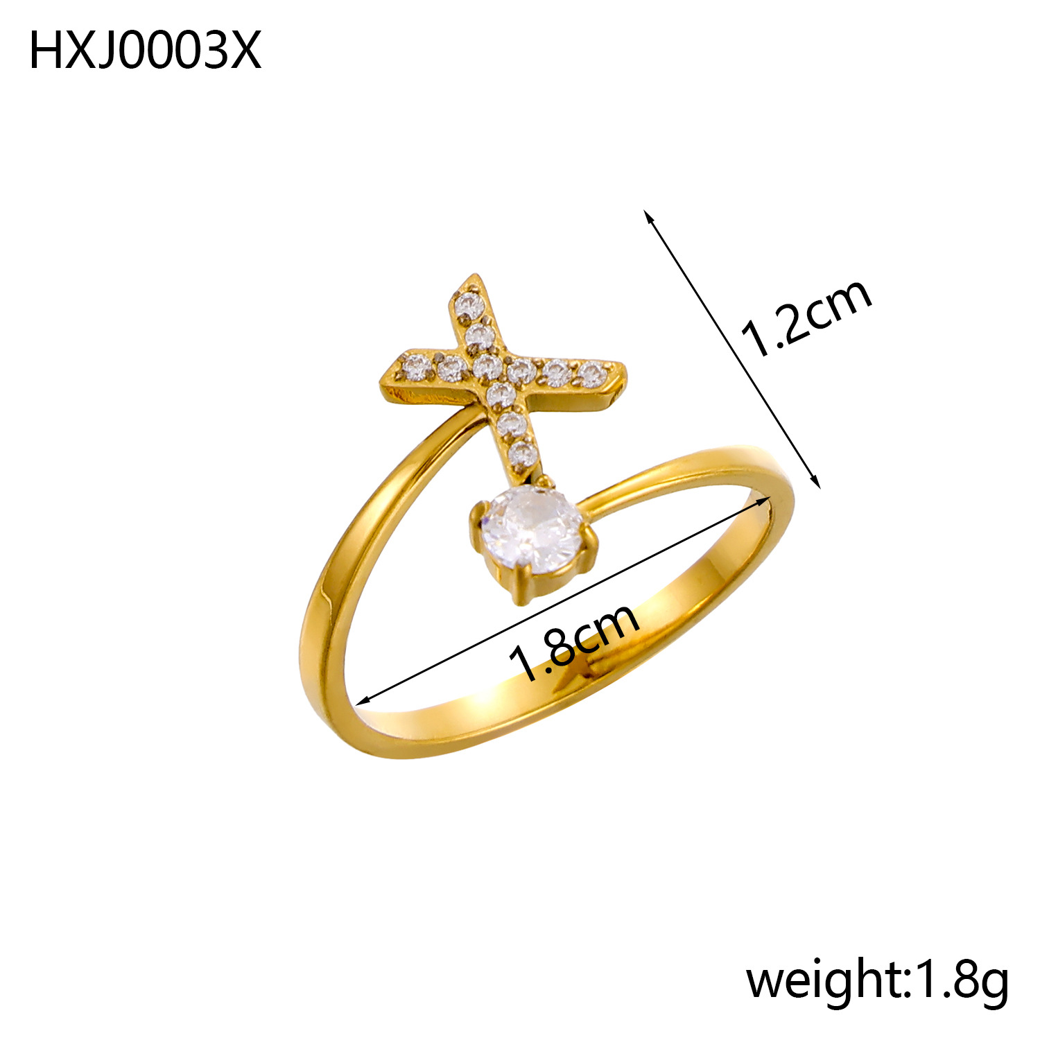 Initial Ring – Diamond-Studded Alphabet Open Ring for Women | Customizable