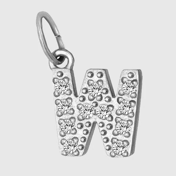 Initial Charm – Pave Full CZ Double Circle Alphabet Pendant for DIY Jewelry