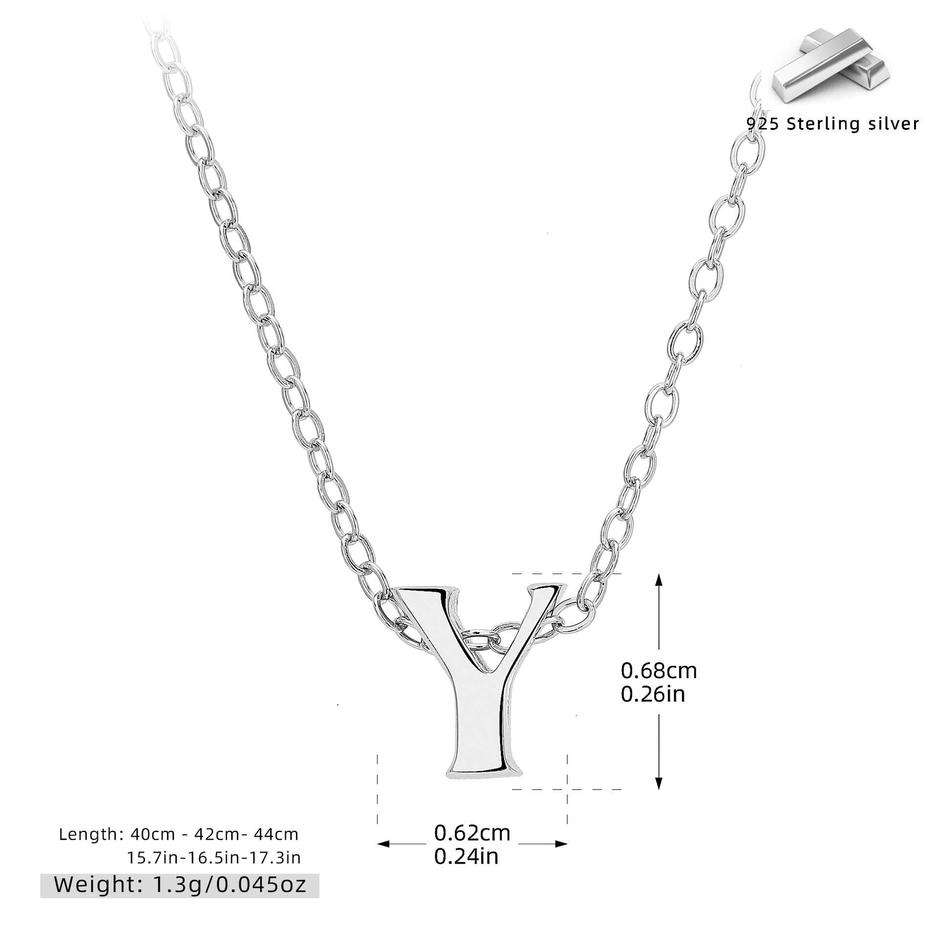 Initial Necklace – S925 Sterling Silver A–Z Alphabet Pendant Clavicle Chain