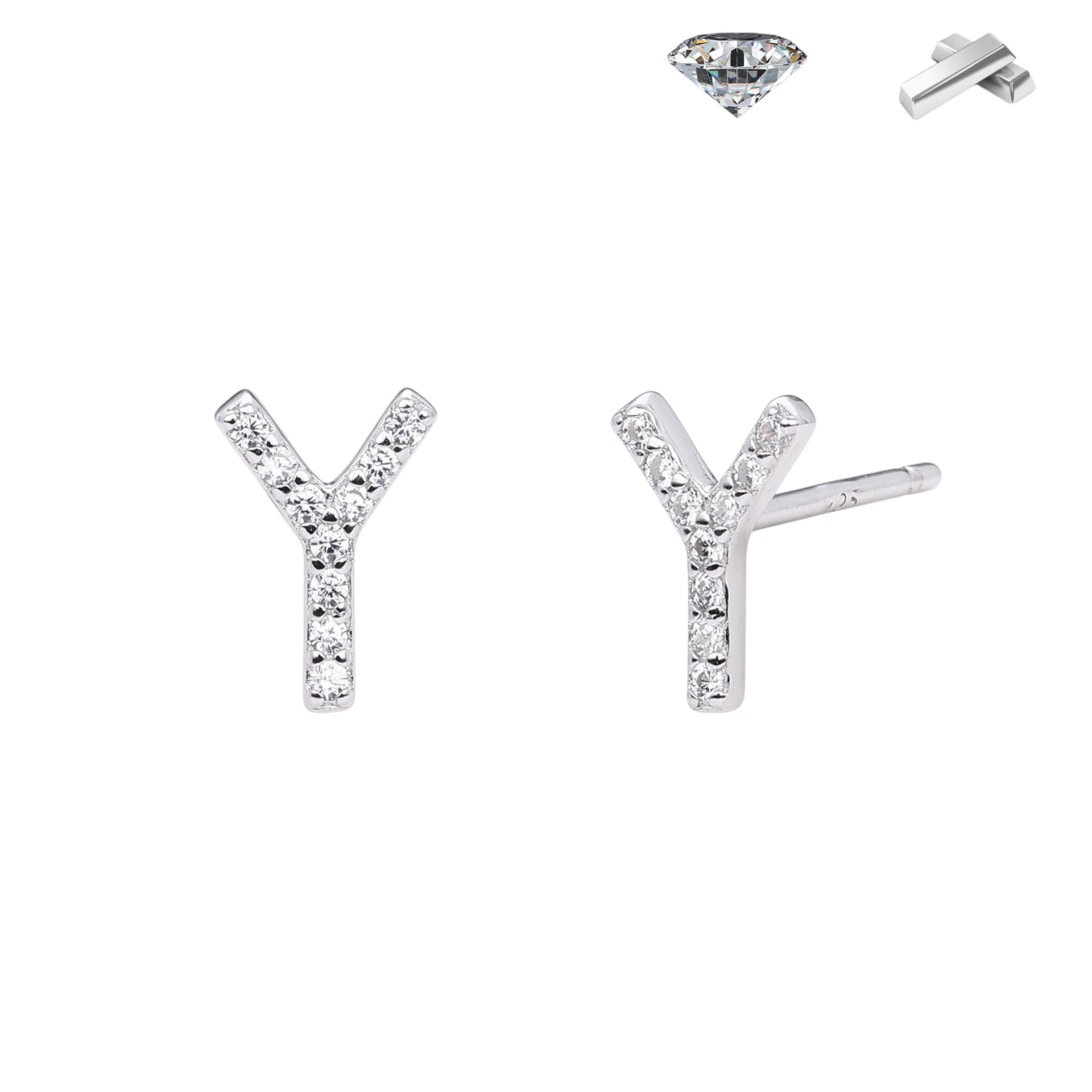 Letter Earrings – S925 Sterling Silver Alphabet Stud Earrings 
