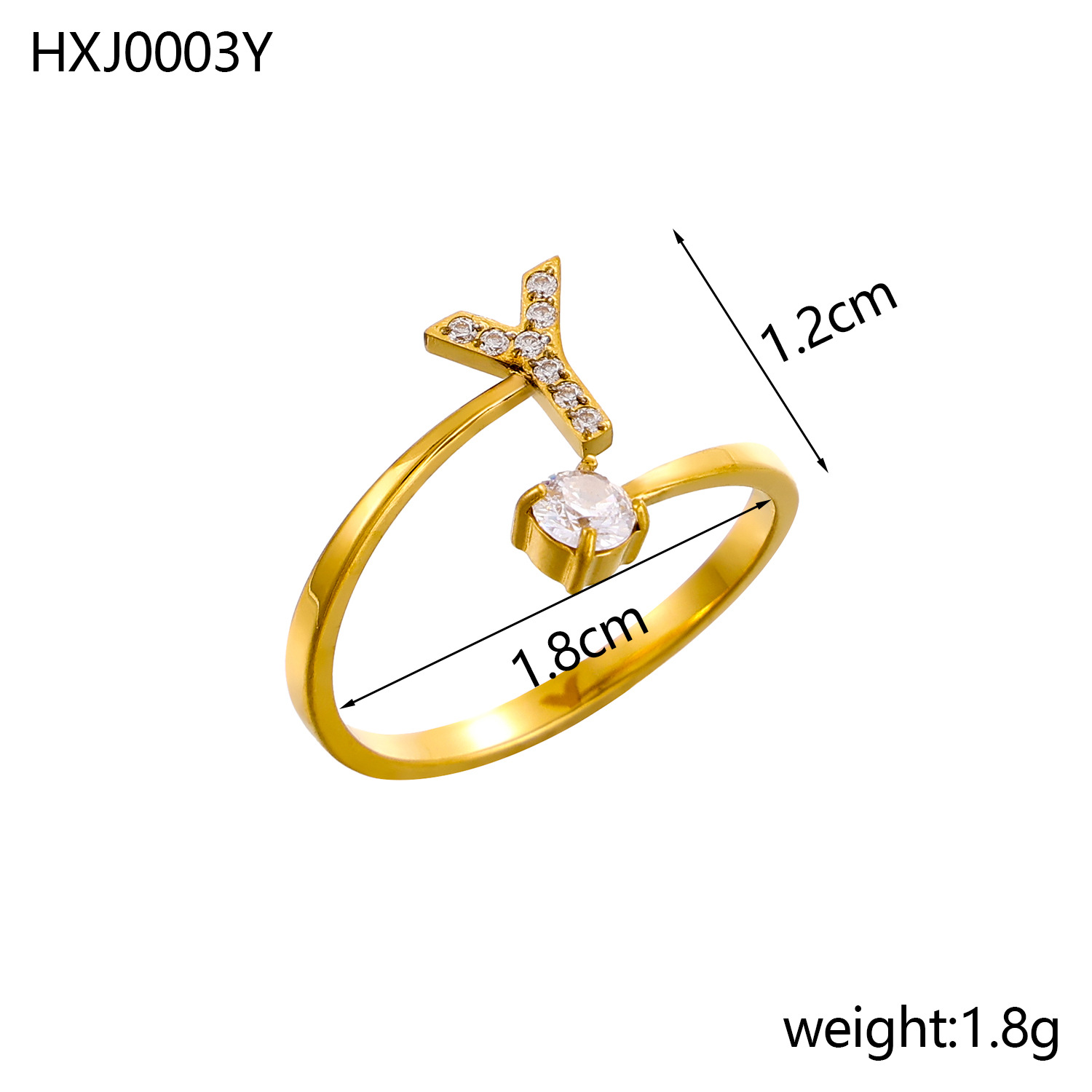 Initial Ring – Diamond-Studded Alphabet Open Ring for Women | Customizable