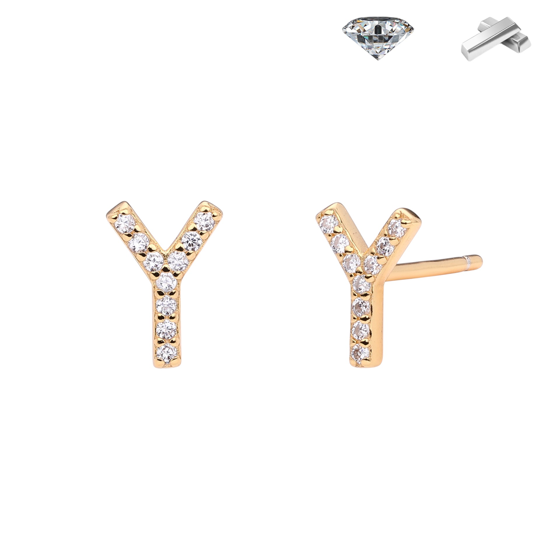 Letter Earrings – S925 Sterling Silver Alphabet Stud Earrings 