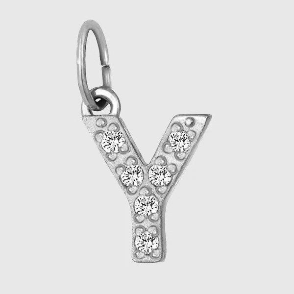 Initial Charm – Pave Full CZ Double Circle Alphabet Pendant for DIY Jewelry