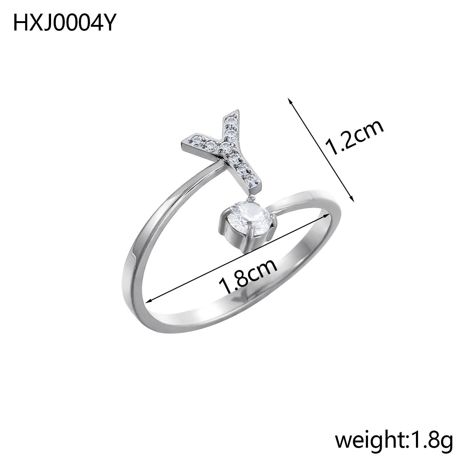 Initial Ring – Diamond-Studded Alphabet Open Ring for Women | Customizable