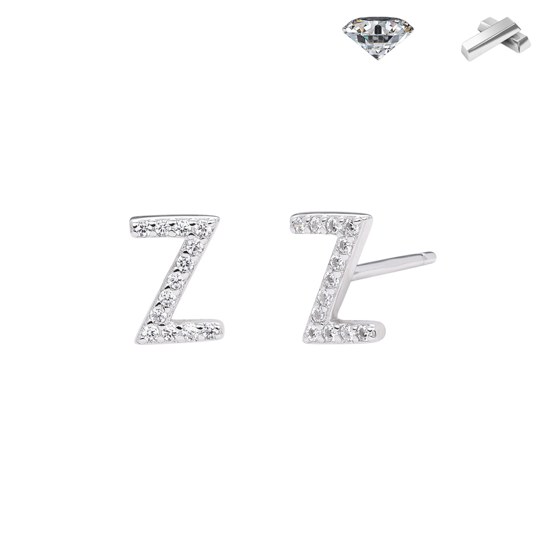 Letter Earrings – S925 Sterling Silver Alphabet Stud Earrings 