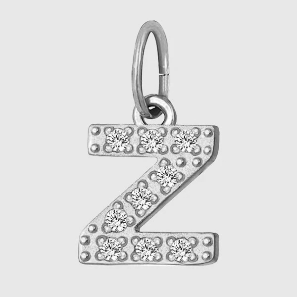 Initial Charm – Pave Full CZ Double Circle Alphabet Pendant for DIY Jewelry