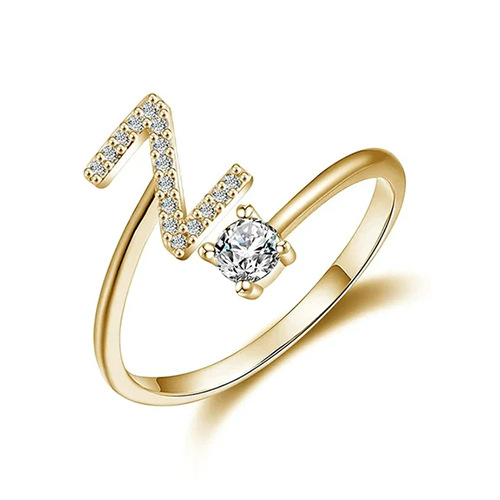 Initial Ring – Diamond-Studded Alphabet Open Ring for Women | Customizable