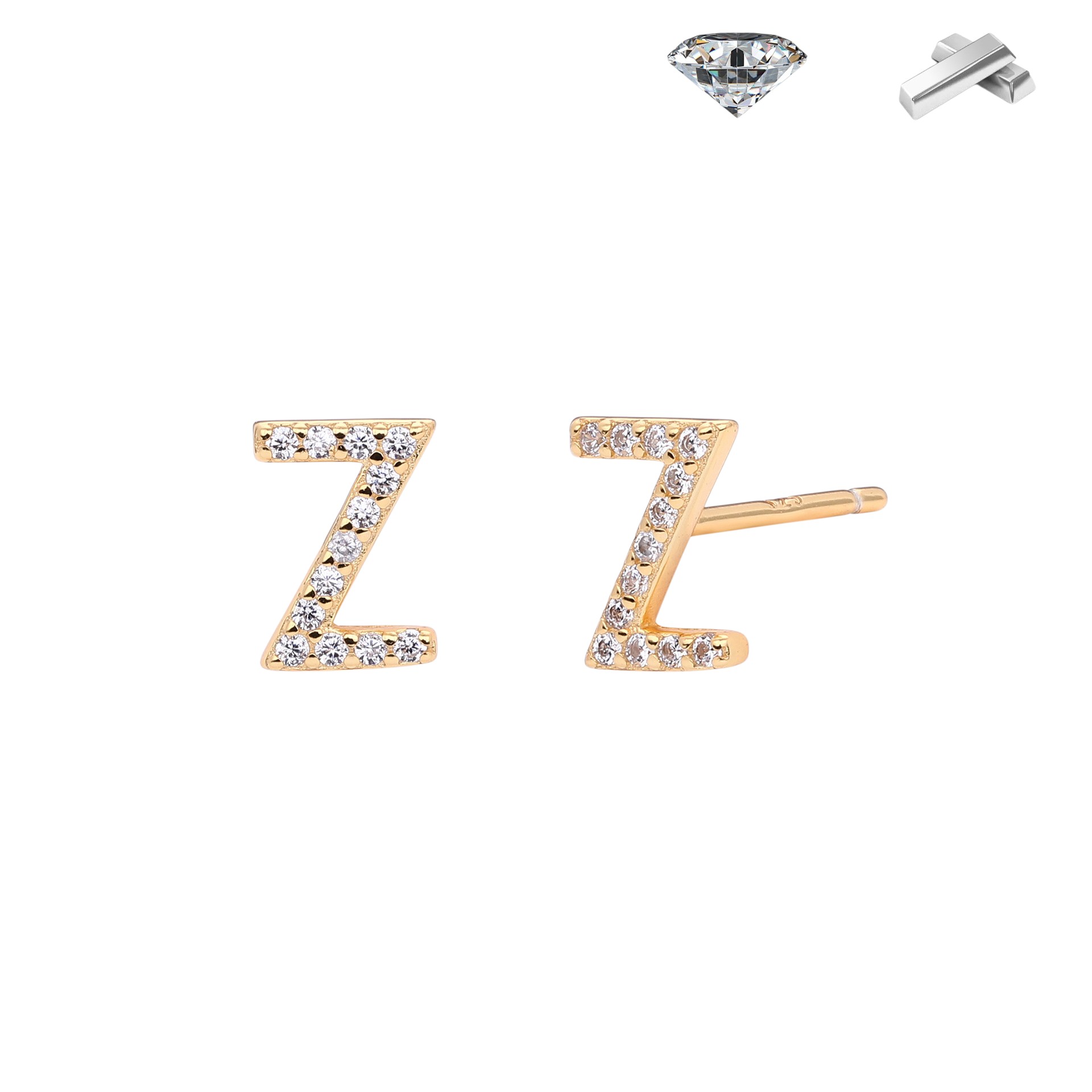 Letter Earrings – S925 Sterling Silver Alphabet Stud Earrings 