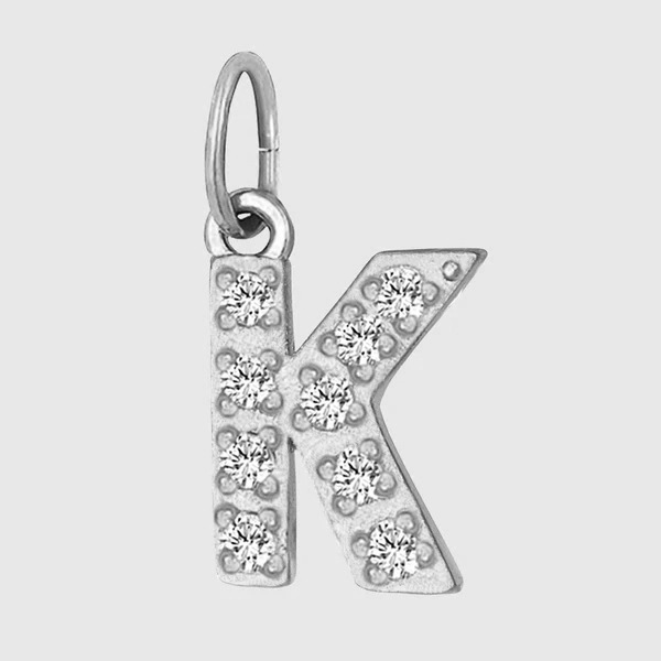 Initial Charm – Pave Full CZ Double Circle Alphabet Pendant for DIY Jewelry