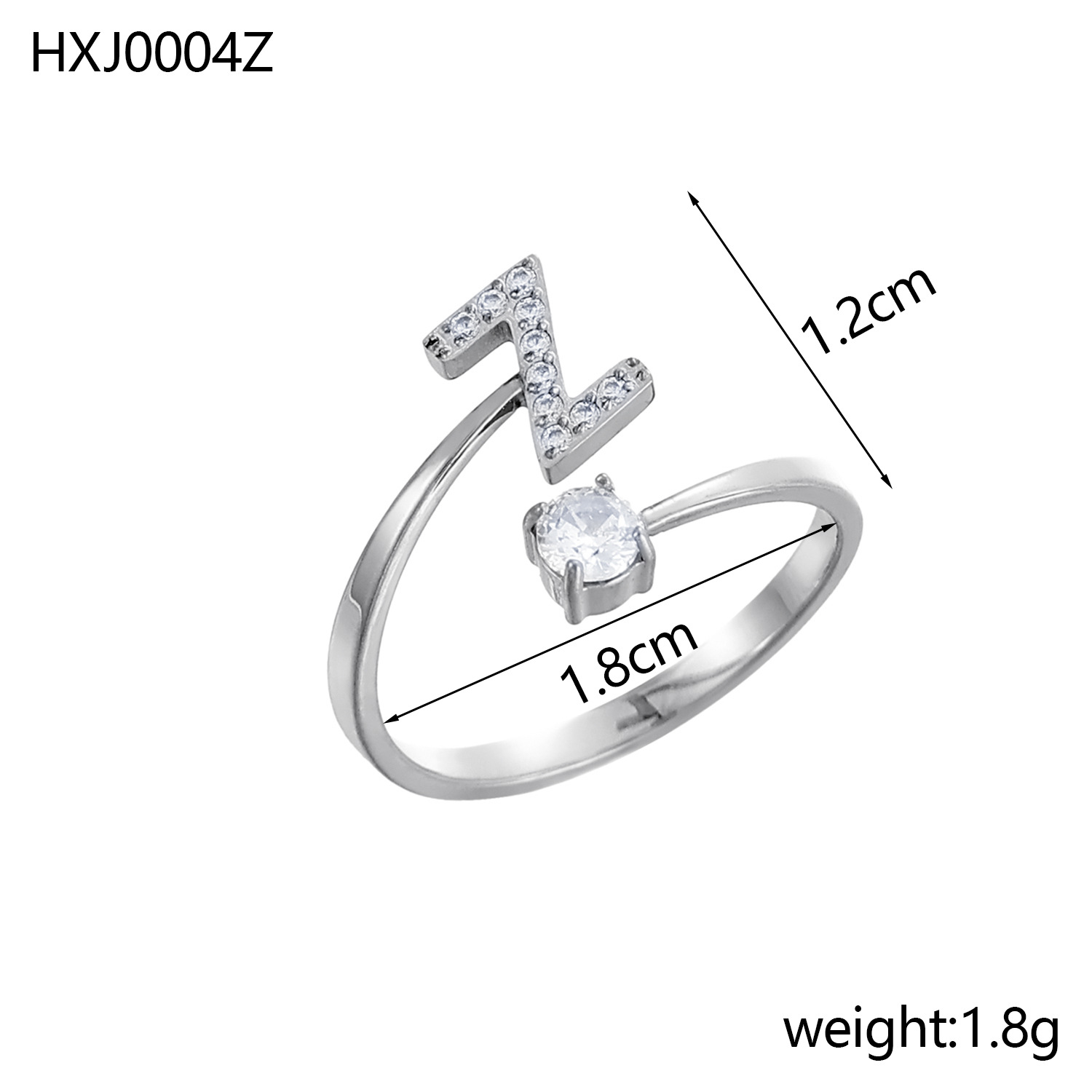 Initial Ring – Diamond-Studded Alphabet Open Ring for Women | Customizable