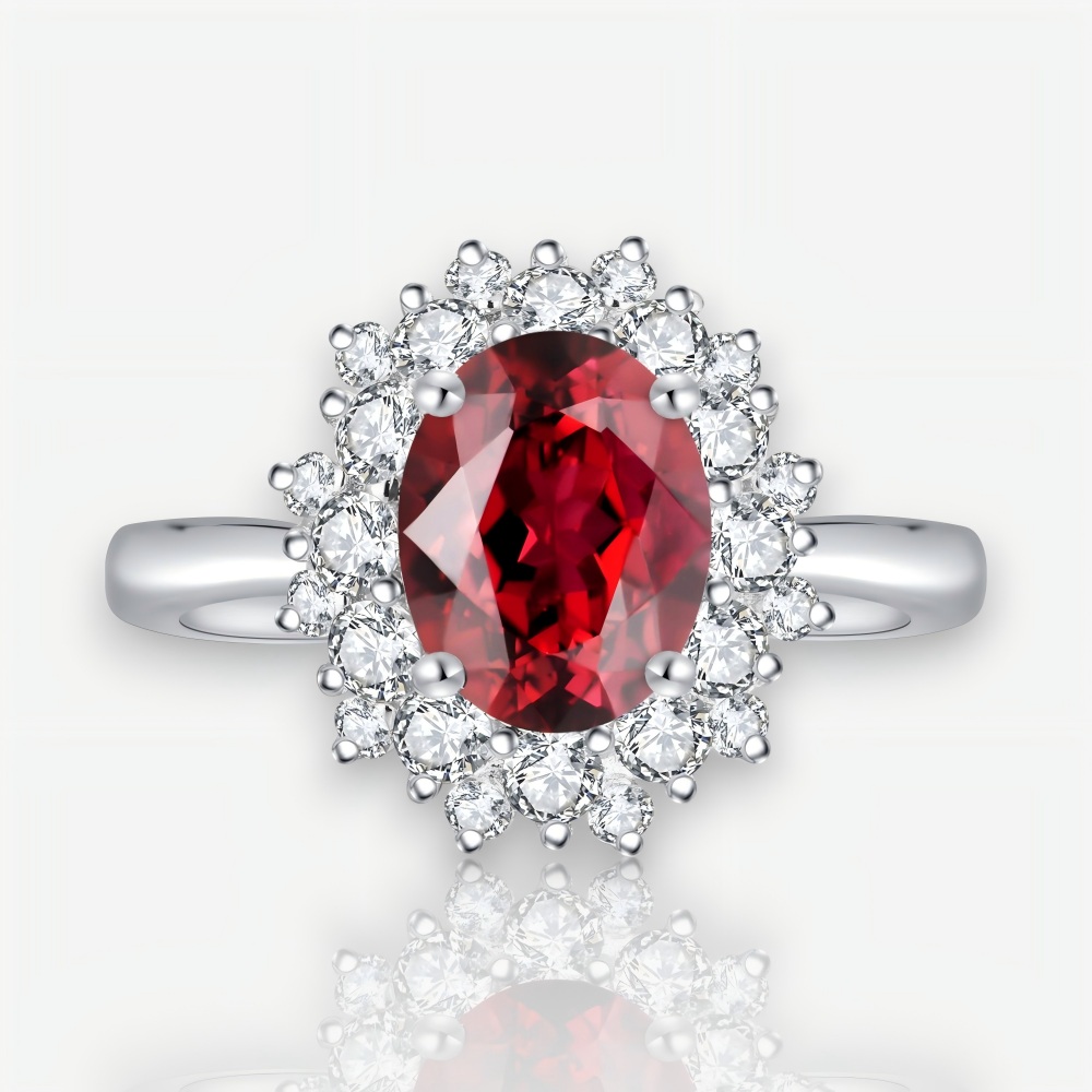 Ruby Ring for Women – 2.5 Carat Center Stone in S925 Silver