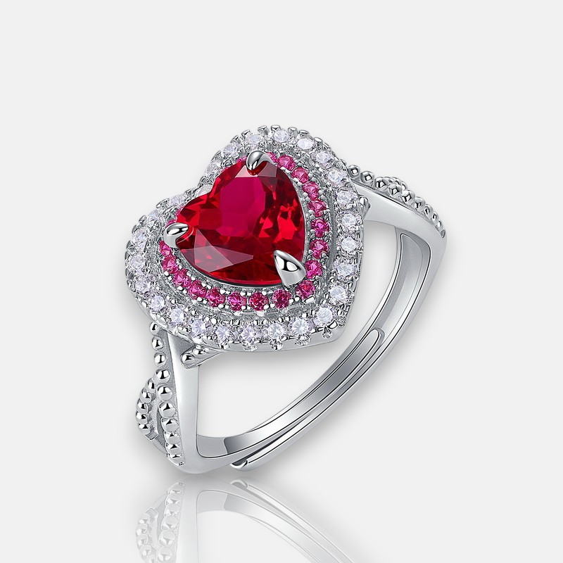 Heart Shaped Promise Ring – Princess Cut Full Pavé S925 Silver Ring