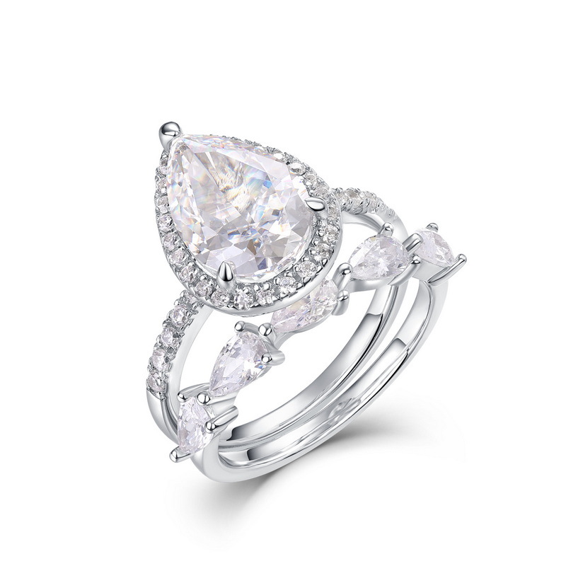 Moissanite Jewelry – Sparkling Teardrop Ice-Flower Cut Ring for Women