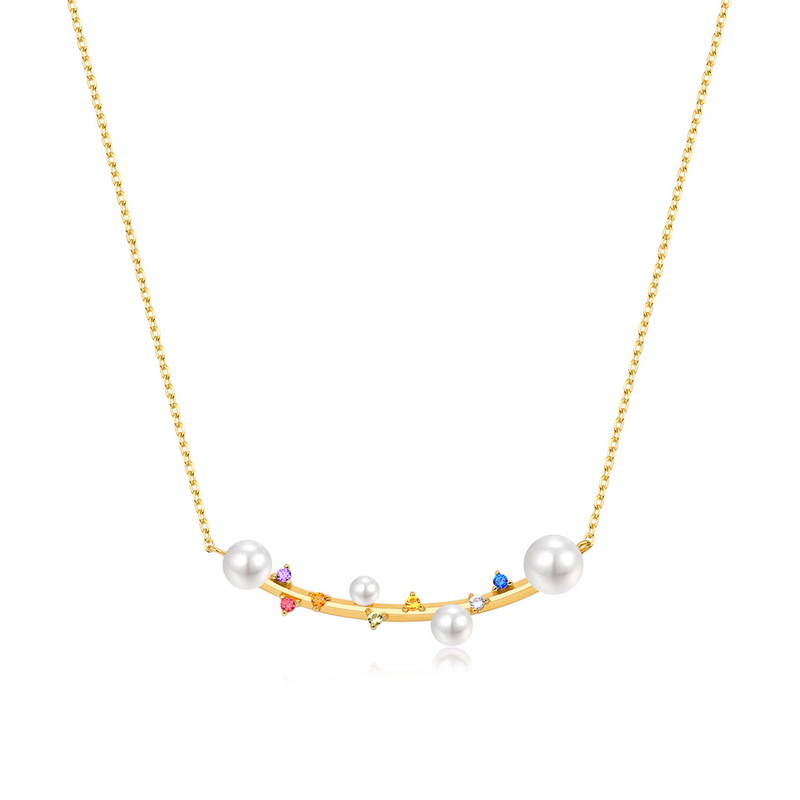 S925 Sterling Silver Zircon & Pearl Choker – Adjustable Minimalist Necklace