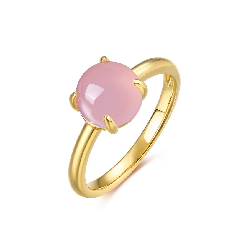 January birthstone ring with synthetic rose quartz pink CZ