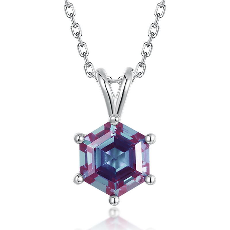 Cushion‑Cut Alexandrite Pendant Necklace | S925 Silver Color‑Change Gem – June Birthstone