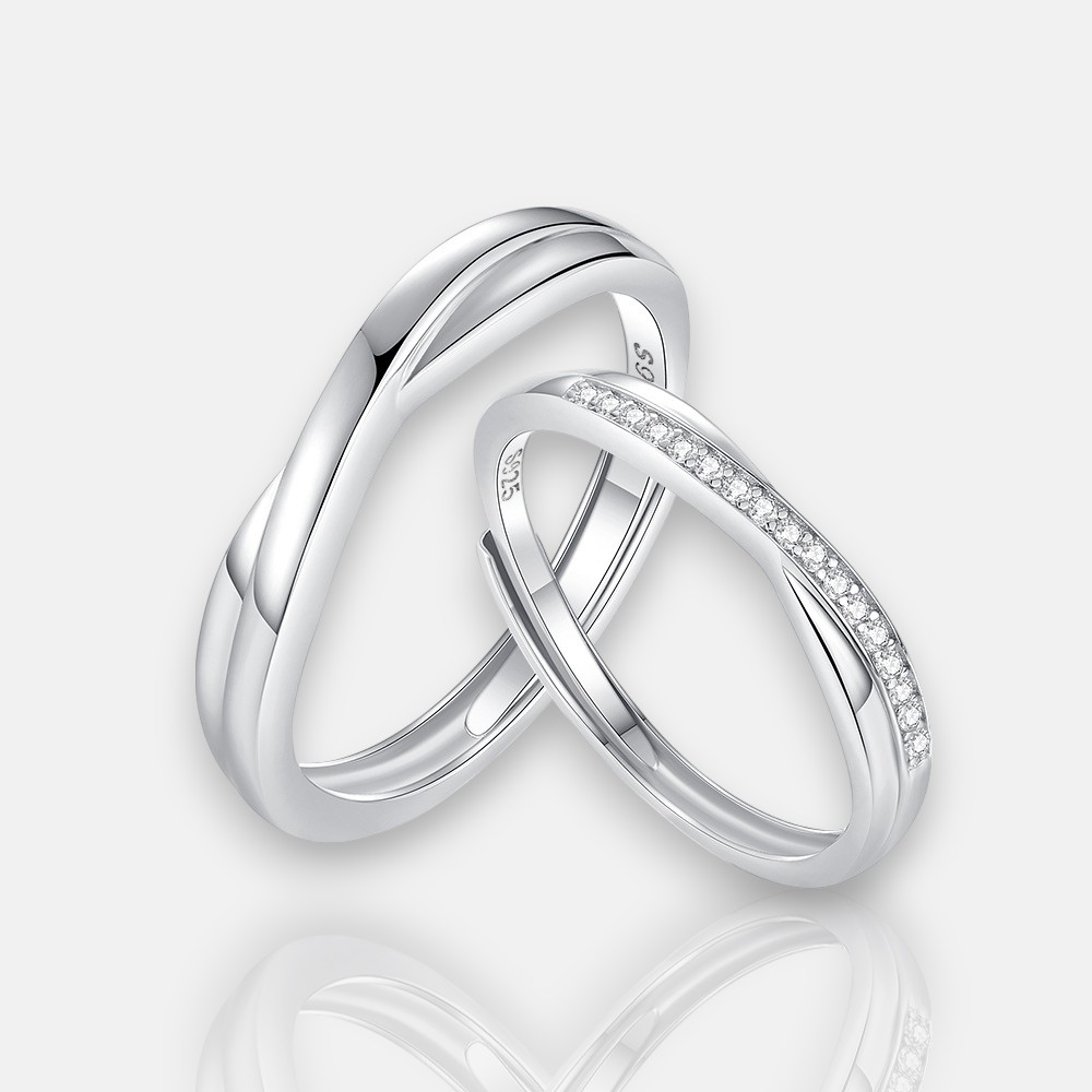 Wedding Bands for Couples | S925 Sterling Silver Mobius Strip Couple Rings