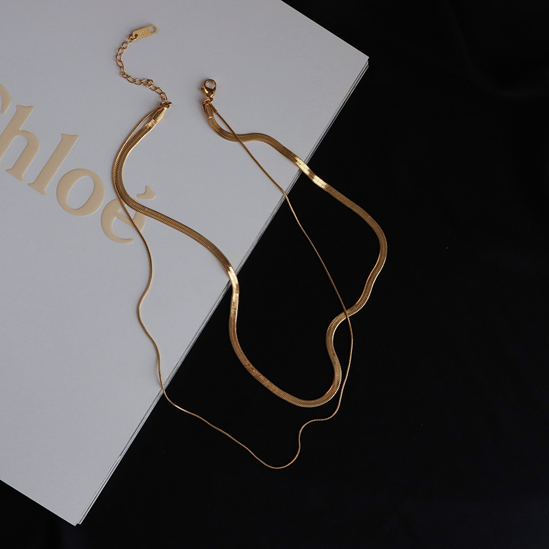 Stacking necklace with gold snake chain design for women