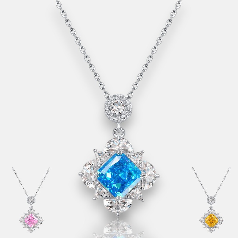 Aquamarine Pendant Necklace – Ice-Flower Cut S925 Birthstone Jewelry